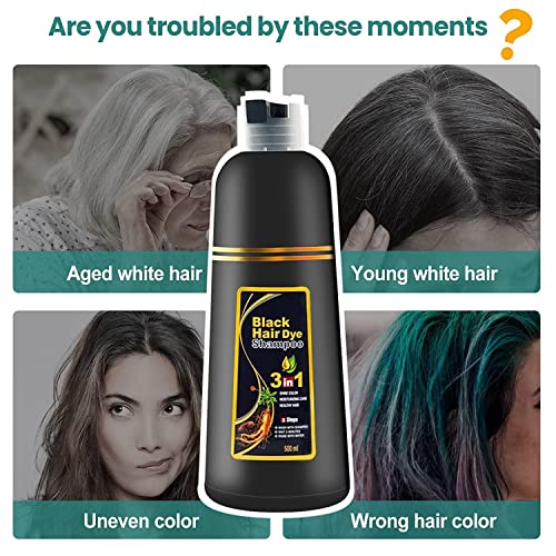 3 em 1 preto Instant Instant Hair Dye Shampoo rico em cor cor de cabelo cor tinta de cabelo instantâneo shampoo
