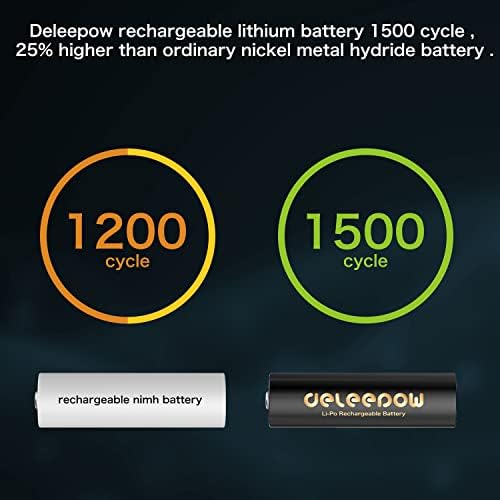DeLeepow Recarregável Baterias AA 1,5V 3400mWh com carregador inteligente rápido