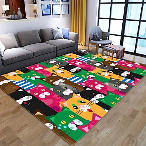 Lhgbgbln desenho animado cor 3d impressão carpete sala de estar decoração de quarto grande tapete