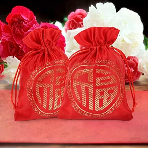 Bolsa de cordão de brocado de seda de OUNOs: 20pcs Bolsa de petiscos de seda chinesa Bolsa de Natal