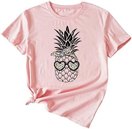 Sunidol Women Pineapple Prined Summer Funny Crewic Crewicceck Casual Casual Casual Casual Camiseta
