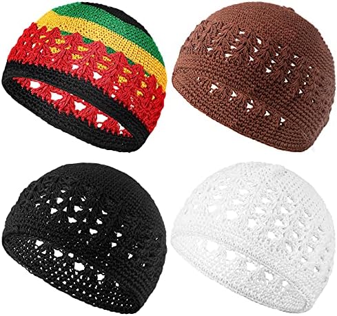 Kufi chapéu para homens tricotar Kufi Cap Crochet Beanie Kufi Hat Skull Cap para homens Mulheres