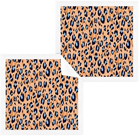 Conjunto de pano de leopardo laranja macio 12x12in Conjunto, 6 embalagem de algodão absorvente Toalha de algodão