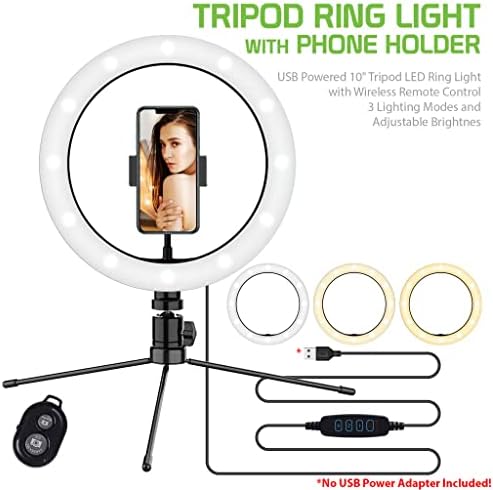 Anel de selfie brilhante Tri-Color Light Compatível com o seu Lumigon T2 10 polegadas com remoto