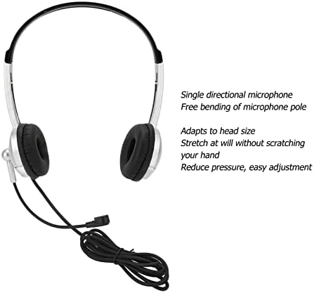 Fone de ouvido com fio FECAMOS, plugue de 3,5 mm de Business de ABS e reproduza macio com microfone direcional