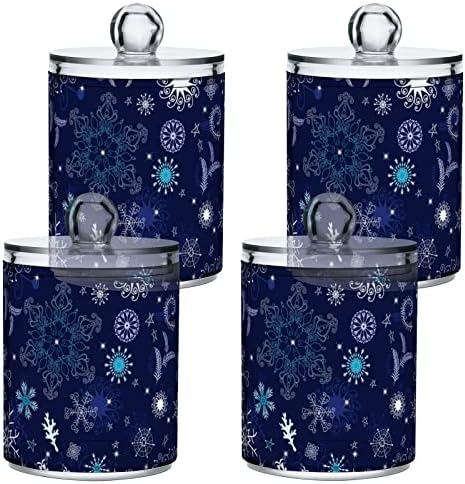 Snowflakes Christmas Cotton Swab Porta de banheiro Recipientes Jarrs com tampas Conjunto de