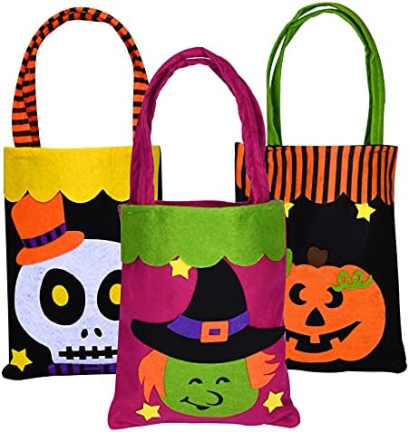 Halloween Treats Bags Favors de festa 3pcs Tote reutilizável bolsas de presente de abóbora para