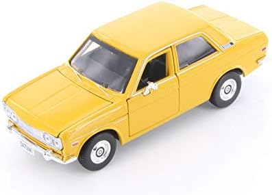 Diecast Car W/Exibir estampa - 1971 Datsun 510 Top duro, amarelo - Showcasts 34518 - 1/24 Escala Diecast Model