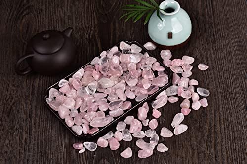 AMOYStone Rose Quartz chips Stone rosa natural Crystal caçado de cascalho de forma irregular de cura Mini Aquário