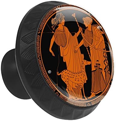 12 peças botões de vidro grego antigos para gavetas de cômodas, 1,37 x 1,10 em armários de cozinha redondos para