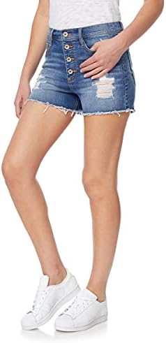 Juniores femininos de wallflower flerty curvilíneo de botão exposto esticar shorts curtos e shorts