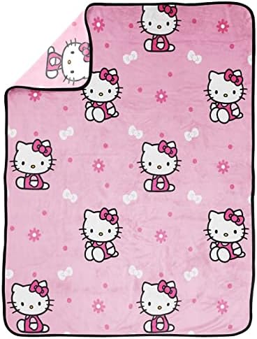 Hello Kitty Hello Girly Mini Pillow Buddy e 46 polegadas x 60 polegadas Conjunto - Kids Super Soft 2
