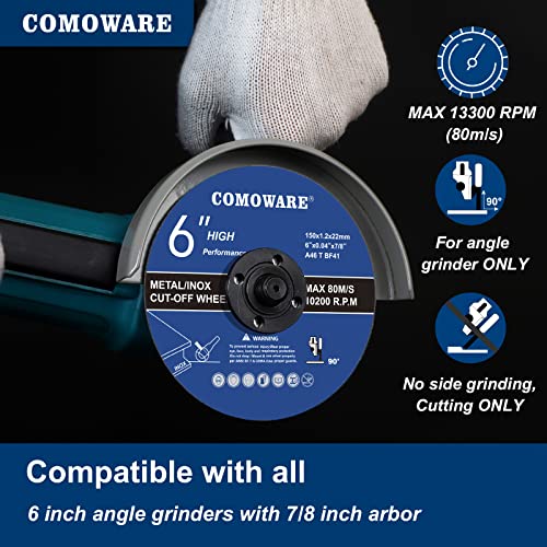 Comaware 6 Corte Roda 26, rodas cortadas 6 x 0,04 x 7/8 polegadas Ultra Thin, Metal e Roda de corte de