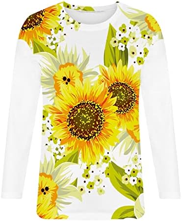 Camisetas de túnica de túnica e túnica fita de girassol Floral