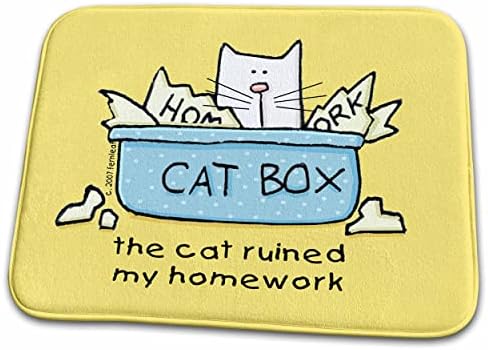 3drose Cat Box Home Work Cat Cartoon Gatos, gatos, gatos, gatos engraçados. - tapetes de secagem de