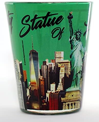New York Green Skyline Sol externo cartas fotográficas dentro de vidro de shot
