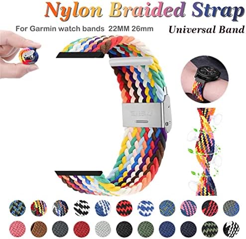 SNKB Braided Nylon Watch Bands com fivela elástica para Garmin Fenix ​​7 7x 6 6x Pro 5x 5 3HR 945 S60