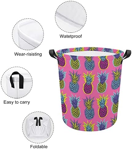Lavanderia de abacaxi de colorido brilhante Roupa de lavanderia para lavar bolsa de armazenamento de lixo dobrável