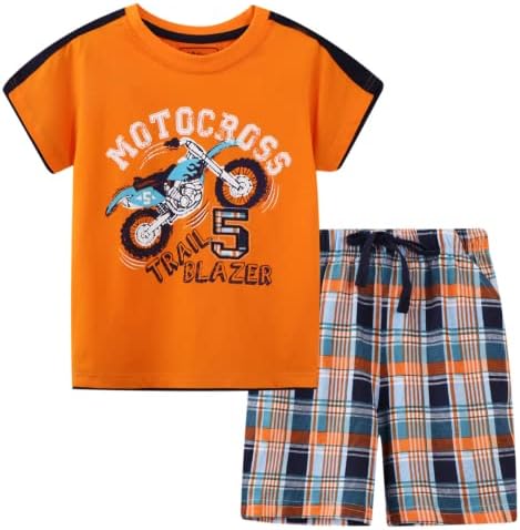 Bibnice Toddler Boy Rous Kids Summer Cotton Roupfits Camisa curta sets 2-7t
