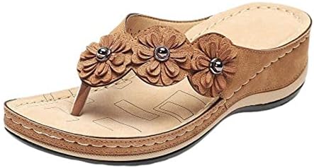 Sandálias para mulheres moda moda vintage plataforma de flores sandálias de verão suporta suporte ortopédico