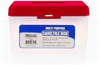 Bazic Supply Index Card Holder Arquivo Case / Caixa - mantém até 250 cartões de índice 5 ”x 3”