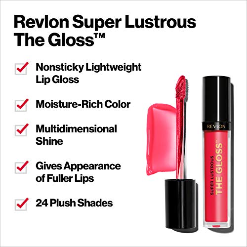 Lip Gloss by Revlon, Super Lustrous the Gloss, não pegajoso, acabamento de alto brilho, 306 Taupe Luster, 0,13 oz