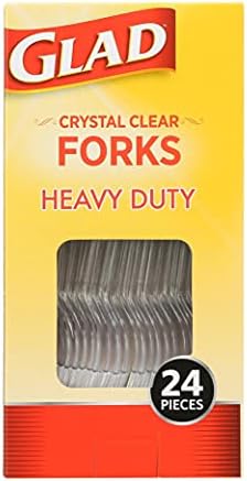 Glad Crystal Clear Plastic Forks, 24 contagem | Garfos de plástico claros e pesados ​​para uso diário | Feliz