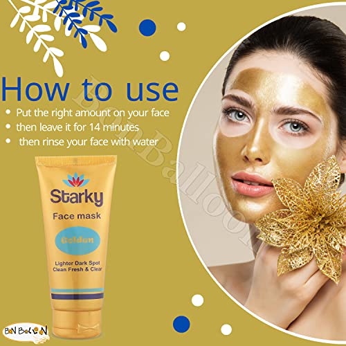 Golden Face Mask Starky para a pele para um facelift com sua fórmula exclusiva que deixa a pele
