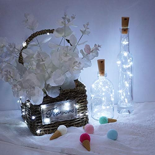 Luzes de garrafa de vinho de Cynzia 20 LED com cortiça, 15 pacotes de pacote de bateria de bateria Fairy Fairy