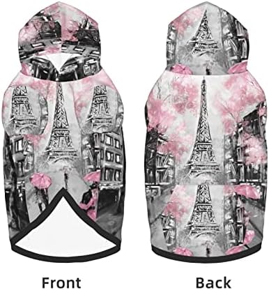 Capuz de cachorro grande Paris-eiffel-Tower-rink-rink-floral roupas de animais de estimação suéter com chapéu de