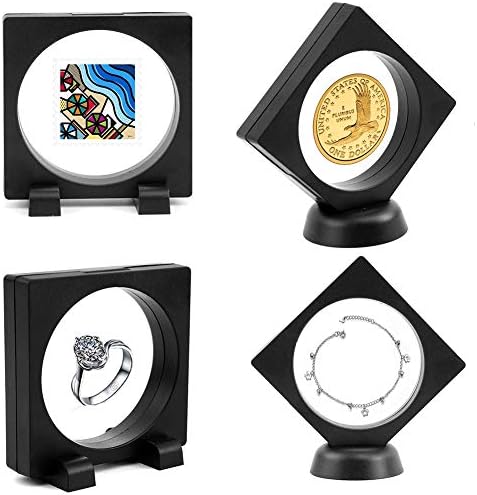 Medallion Challenge Coin Display Caso titular com uma caixa de apresentação de chip preto redondo
