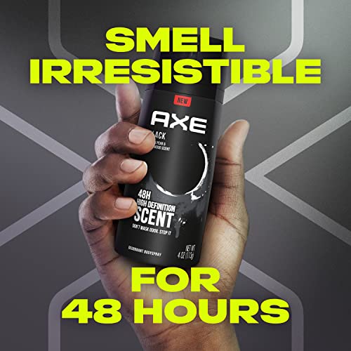 Axe Black Mens Spray corporal desodorante de 48 horas Proteção de odor Frozen Pear & Cedarwood Aluminium