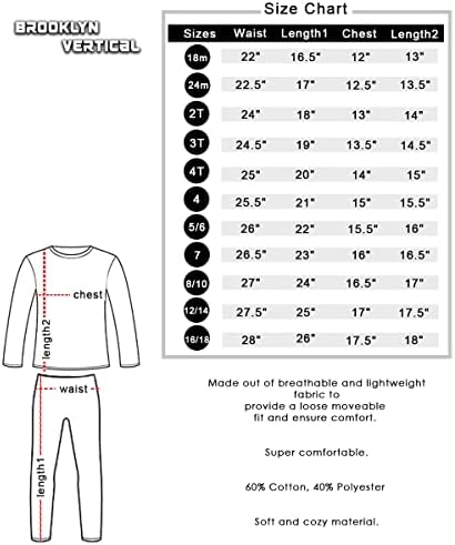 Brooklyn Garotos Verticais Conjunto Térmica de 4 Peças | Camisa de manga longa, calças de 1 a 16