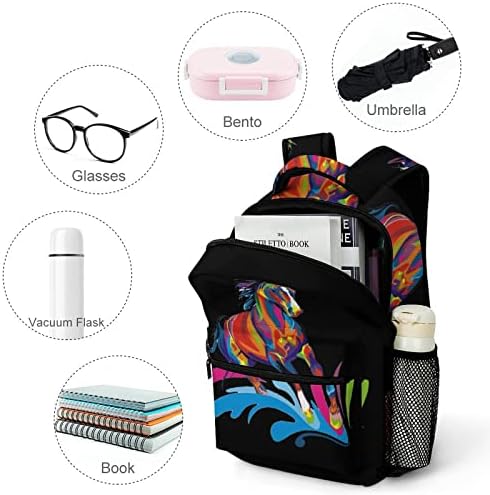 Colorido cavalo pop art art de backpack bookbag fofo engraçado gráfico impresso para livros