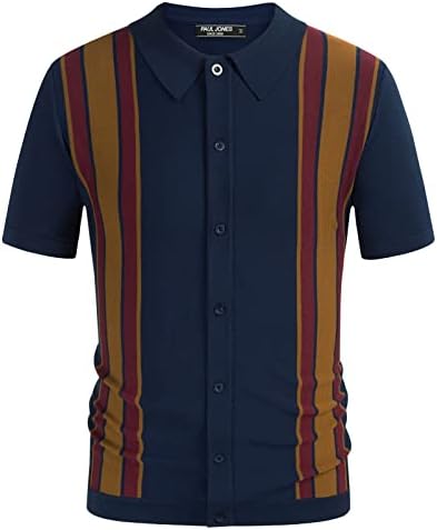 PJ Paul Jones Mens Camisetas Polo Vintage Listradas Camisas de Golfe Litriadas de Tricô
