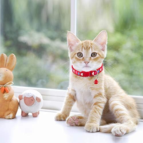 6 peças colarinho de gato com bell kitten colar de colarinho de coração