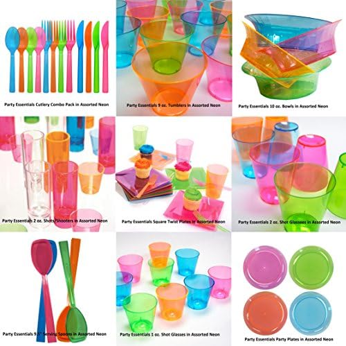 Party Essentials Plastic Plastic 9-1/2 Dois peças Servindo utensílios de utensílios com garfos/colheres,