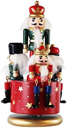 Wybfztt-188 Wood Christmas Music Box Pinewood Nutcracker Soldier Music Box Decoration Puppet Desktop Ornament