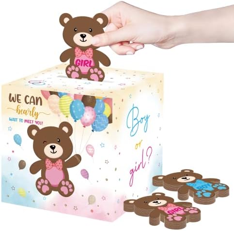 Boa pequena boxe de gênero de menino ou menina de gênero com 24 cartas Caixa de votação para chá de bebê Ele