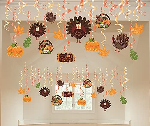 30 PCs pendurados decorações de Ação de Graças com folhas de folhas de folha de abóbora Supplimentos de decoração