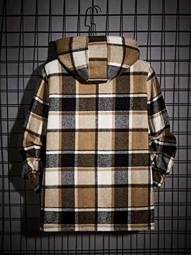 Jaquetas de Oshho para Mulheres - homens xadrez tweed tweed destring com capuz com encapuzado