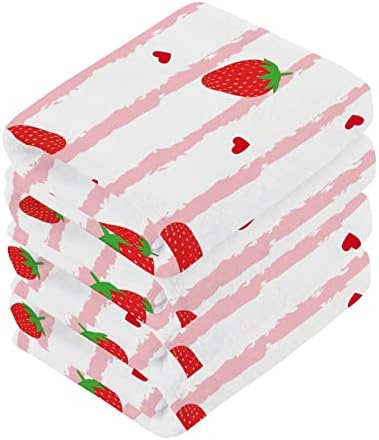 Conjunto de pano de morango doce 12x12in, 6 embalagem de algodão absorvente de algodão pratos