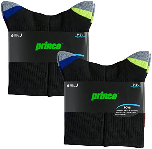 Prince Boys 'Crew comprimento de meias atléticas com almofada para crianças ativas