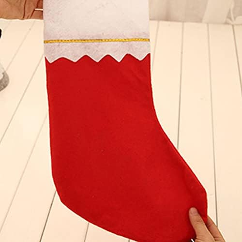 AMOSFUN 6PCS Christmas Red Felt Meias de feltro de Natal Garamente meias de presente lareira pendurado decorações