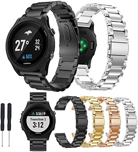 Relógio de aço inoxidável IENYU Banda de cinta para Garmin Forerunner 935 GPS Watch