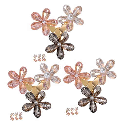 Soimiss 27 PCs Flor Hairpin Crystal Headpip Metal Champagne The Flowers