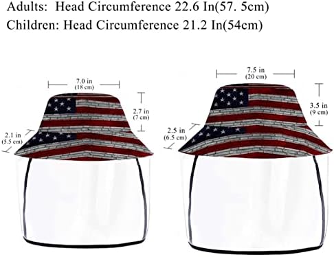 Chapéu de proteção adulto com escudo facial, chapéu de pescador Anti Sun Cap, bandeira dos EUA Padrão de parede