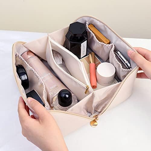 Rudmox de grande capacidade Viajar bolsa cosmética, bolsa de maquiagem feminina de couro atualizada para