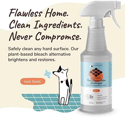 Kin+Kind Pet Odor Eliminator para desodorizador de lixo, spray eliminador de odor da urina para animais
