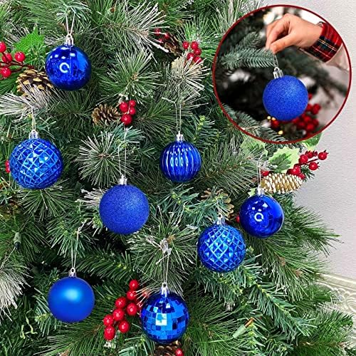 Turnmeon 24 pacote de 2,36 polegadas Bolas de Natal enfeites, 6 estilos decorações de ornamentos de bola de árvore